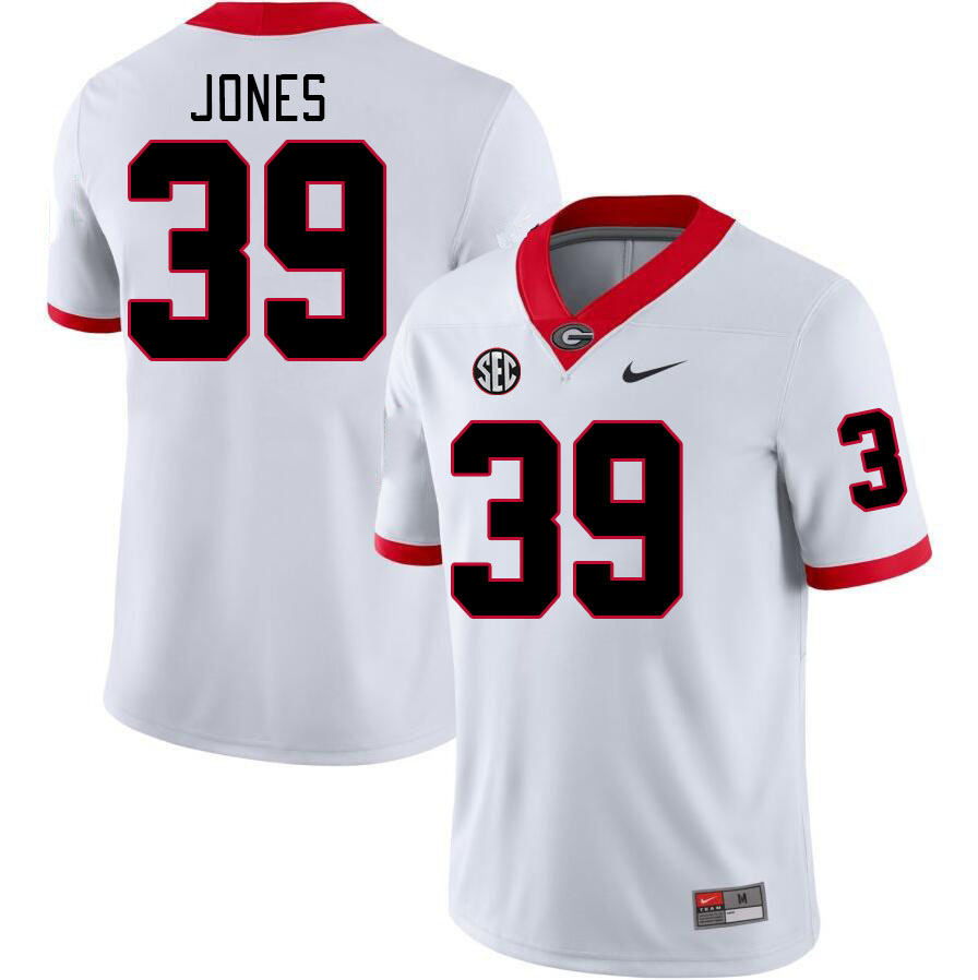 Georgia Bulldogs Men's Parker Jones #39 White Stitched College UGA Football Jersey 23VB012SA